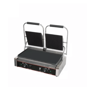 Panini grătar contact grill dublu, striat în partea de sus
